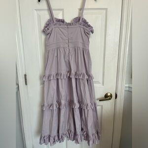 Purple ruffled long dress (calf length)